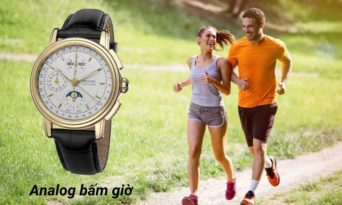 Đồng hồ Analog có chức năng bấm giờ, đo khoảng thời gian khi chạy bộ, tập thể thao,...